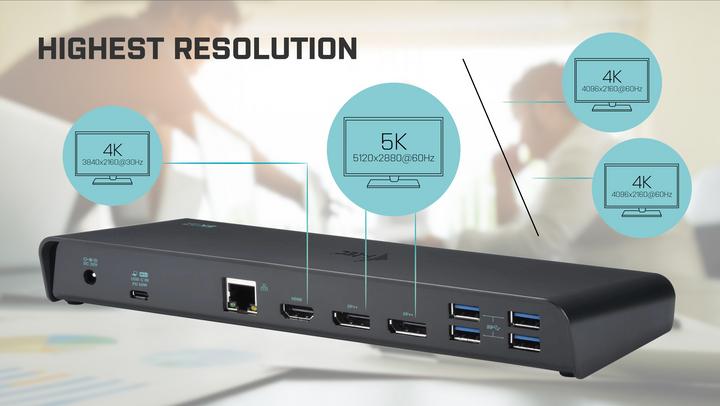 Produktbild i-tec USB 3.0 / USB-C Triple 4K Dock (USB-C, 5 Ports)