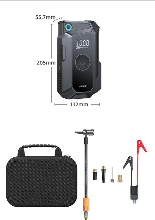Immagine prodotto Usams Jumpstarter Powerbank 8000mAh + wbudowana latarka czarny/black ZB287 (8000 mAh, 60 W, 29.60 Wh)