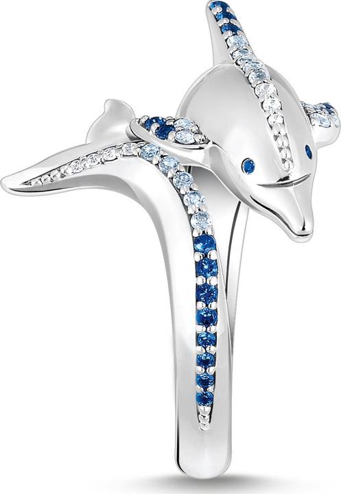 Produktbild Thomas Sabo Ring Delfin mit Blauen Steinen (52, 925 Silber)