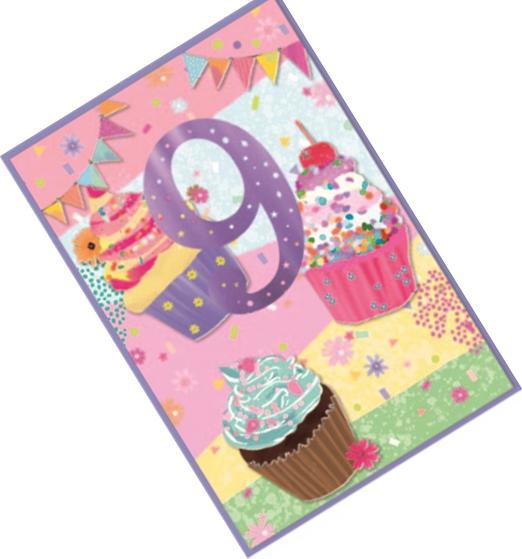 Produktbild Simon Elvin Cupcake Grusskarte 9 Geburtstag 6erPack Karton (6 Stk.)