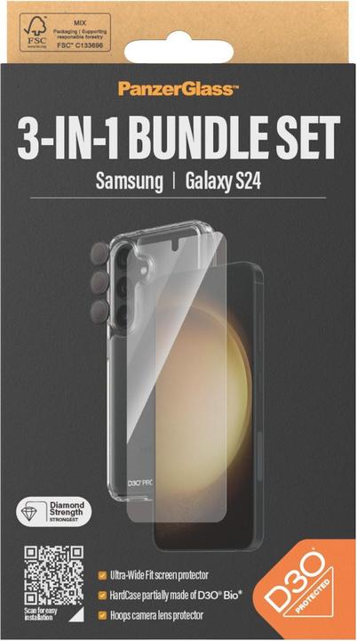 Productafbeelding PanzerGlass Bundel Ultra Wide FIt Glas + Etui + Lens (1 Stuk, Samsung Galaxy S24)