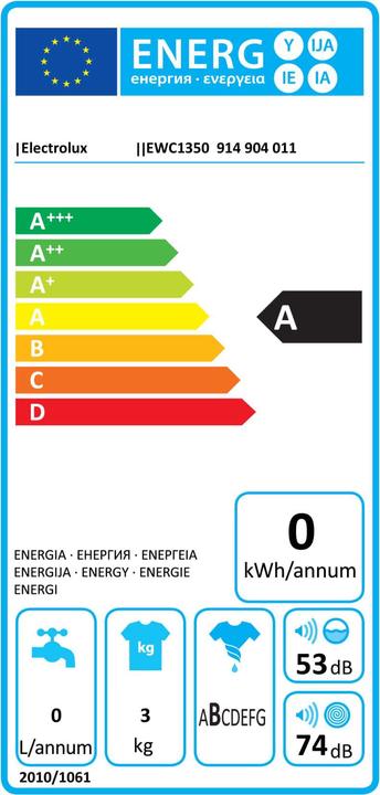 Energie-Label Electrolux Ewc1350 (3 kg, Links)