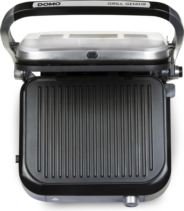 Actual product image Domo Genius Electric Contact Grill Non-stick Coating, with Display Stainless Steel, Black (EU plug)