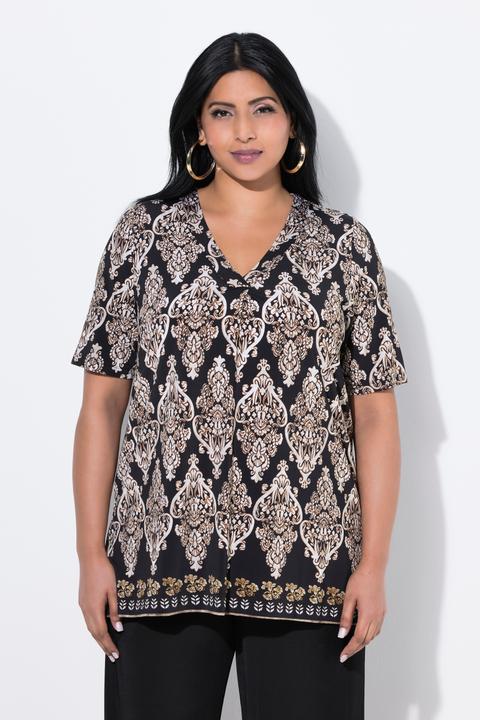 Produktbild Ulla Popken Slinkyshirt, Zierfalte, Classic, V-Ausschnitt, Halbarm (50, 52)