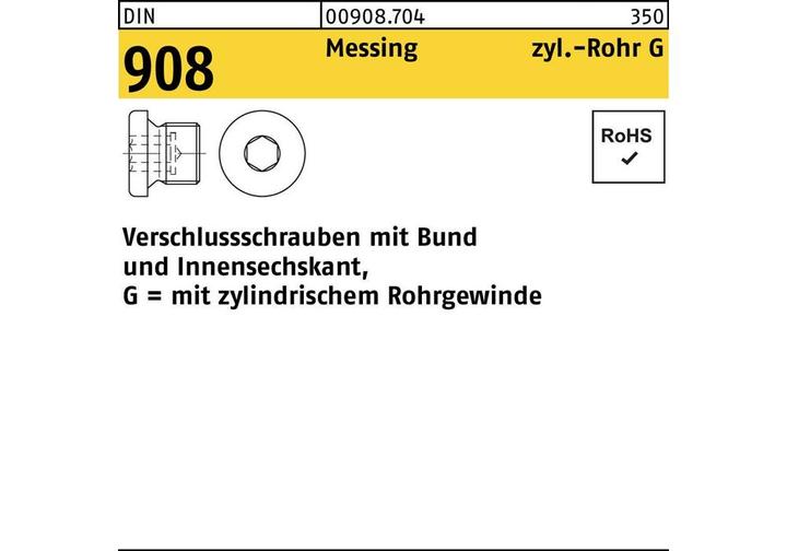 Produktbild Verschlussschraube DIN 908 m.Bund/Innen-6-kant G 3/8 A Messing