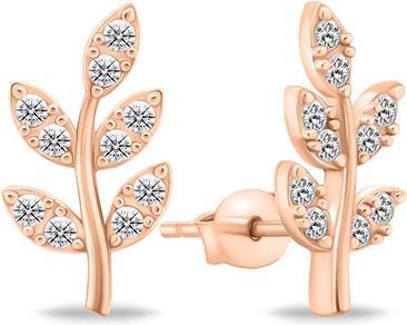 Brilio Silver - Decent long rose gold earrings with zircons EA857R
