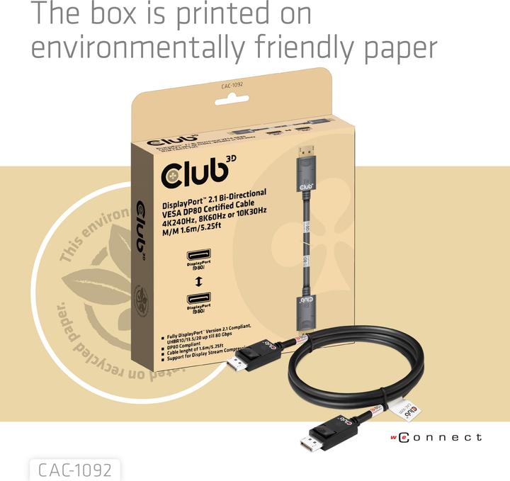 Image du produit Club 3D DisplayPort — DisplayPort (1.60 m, DisplayPort)