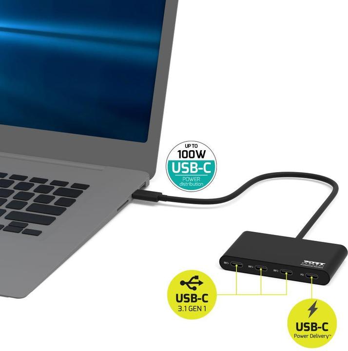 Image du produit Port Designs USB HUB TYPE C - 4 PORTS TYPE C - PD 100W (USB-C, 4 Ports)