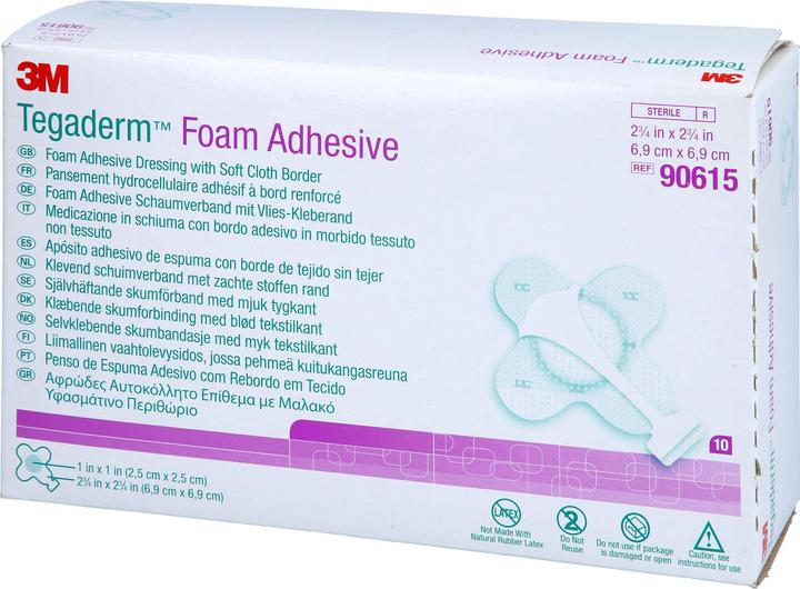 Actual product image 3M Tegaderm Foam Adhesive 6.9x6.9 cm crossf.90615, 10 pcs VER
