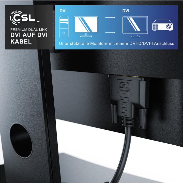 Produktbild CSL DVI zu DVI Kabel - Dual Link 24 1 - HDTV Auflösungen bis 2560x1600 - Ferritkern - OFC Kupferleiter (1.50 m, DVI)