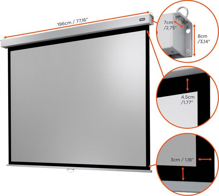 Actual product image Celexon Manual Professional Plus Data format - Canvas - Ceiling mounting possible, suitable (88.58", 4:3)