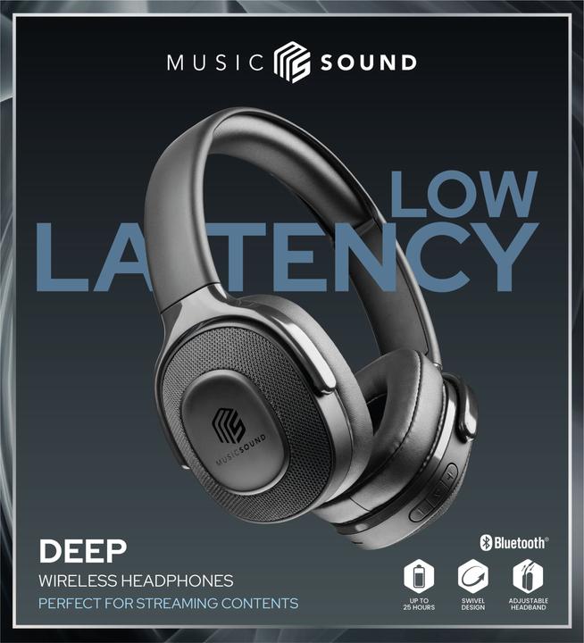 Actual product image Music Sound Music+Sound DEEP Bluetooth headphones black on-ear max. 25h runtime 1 (No noise cancelling, 25 h, Wireless)