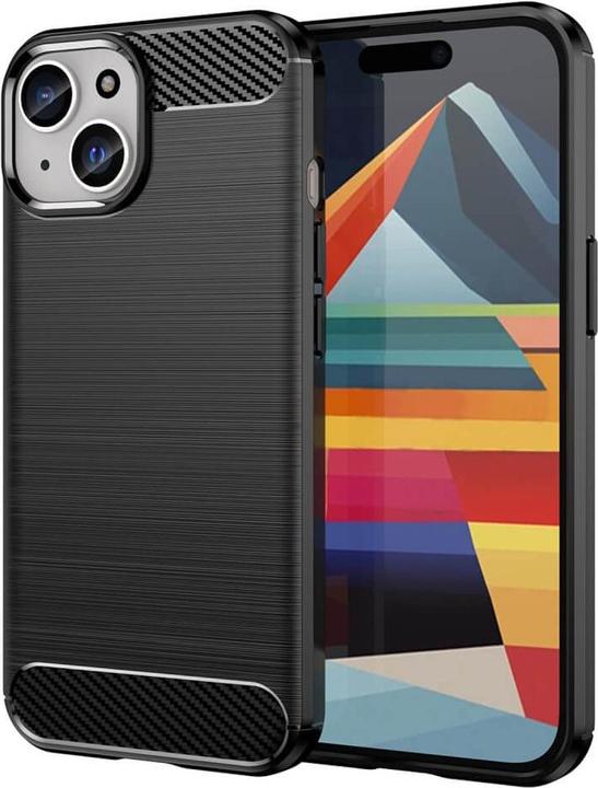 Actual product image Cover-Discount iPhone 15 Plus - Metal Carbon Look Case black (Apple iPhone 15 Plus)