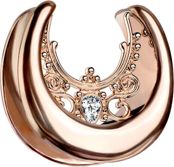 Star Piercing Sattel rosegold filigrane Blumen und Kristall (Chirurgenstahl 316L)