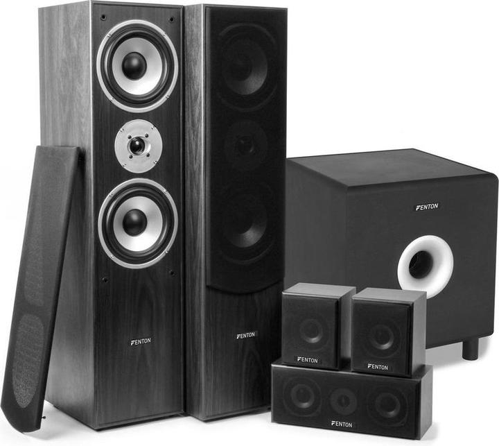 Produktbild Fenton 5.1 home cinema surround speakerset 1300W met 10 inch subwoofer (Set)