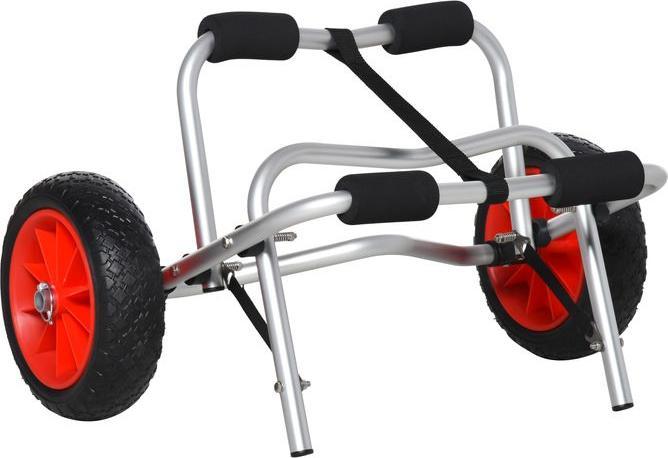 Produktbild Swisshandel24 Alu Kanuwagen Kajakwagen Surfwagen klappbar mit Gurt Kunstleder-Räder Silber bis 75 kg 68x44,5x40cm