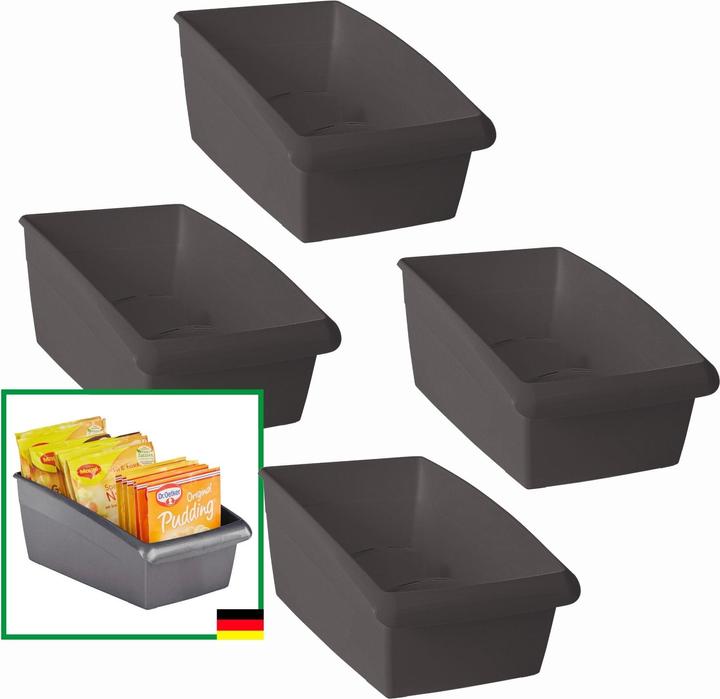 Produktbild Novaliv Suppentütenbox 4er Sparset Schubladen Organizer Küche - 25 x 16 cm ANTHRAZIT GRAU (16 x 16 x 10.5 cm)