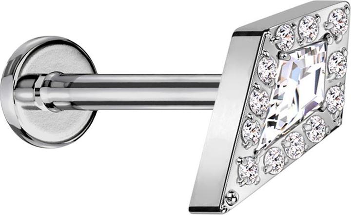 Star Piercing Micro Labret Innengewinde silber Diamant silber grosser Kristall silber (Titan G23, ohne Messing)