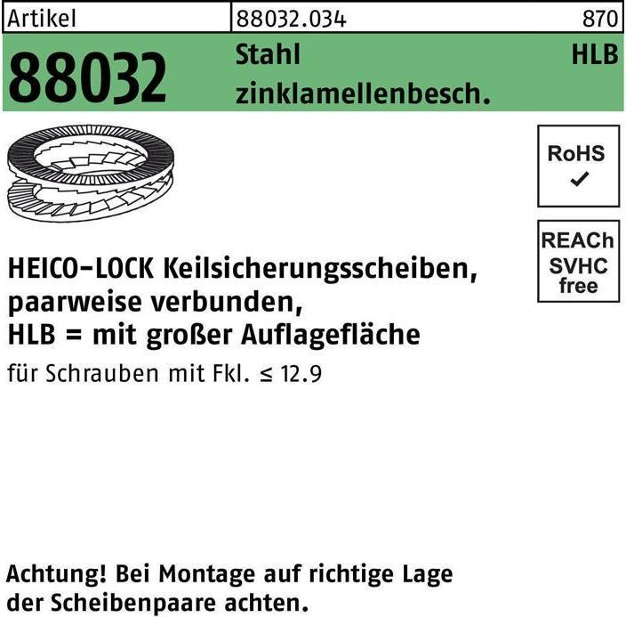Produktbild Heico Keilsicherungsscheibe R 88032 HLB-20 Stahl zinklamellenbesch. breit