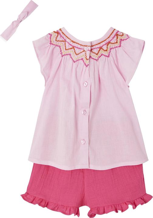 Produktbild Vertbaudet Mädchen Baby-Set: Bluse, Shorts & Haarband (80)