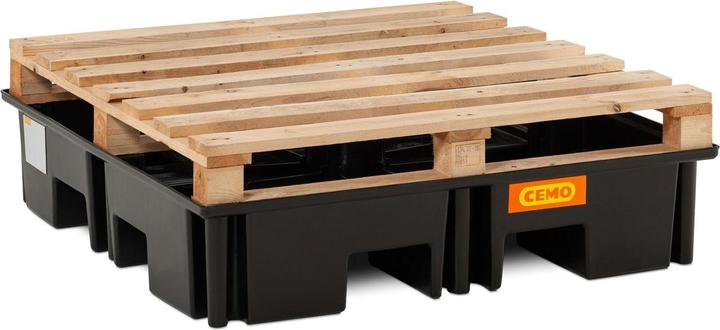 Image du produit Cemo Bac de rétention pour palettes en PE 220/4 Volume de rétention 220 litres 123 x 123 x 26 cm
