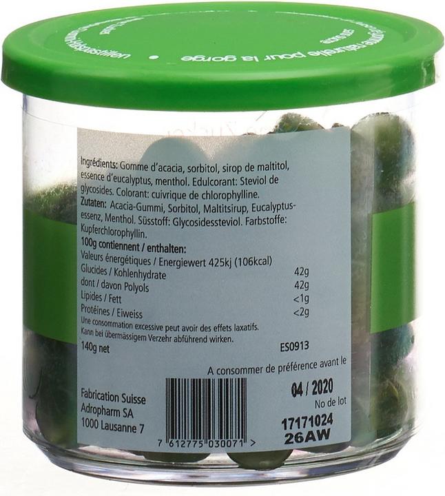 Produktbild Adropharm Eukalyptus ohne Zucker reizlindernde Pastillen Pastillen (1 Stück)