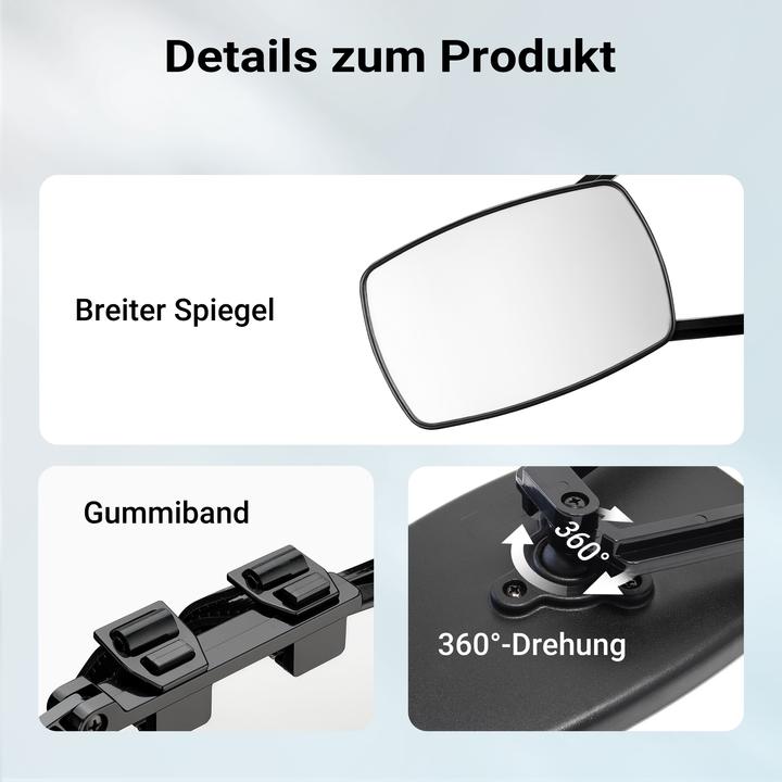 Produktbild Wiltec Universal Caravanspiegel 2 St. 190x120mm Wohnwagenspiegel Aufsatz Zusatzspiegel