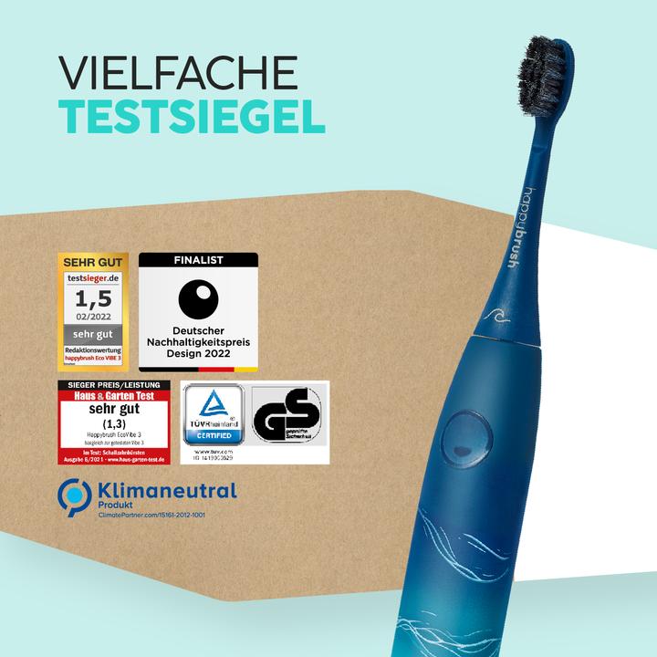 Produktbild happybrush ECO VIBE 3 Starterkit Ocean (Schallzahnbürste)