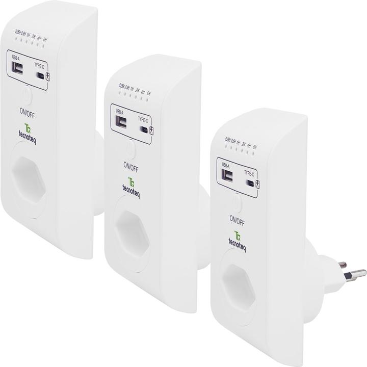 Immagine prodotto Tecnoteq Presa di corrente con 2x porta di ricarica USB, 3,1 A, timer, protezione da sovratensione, Edizione