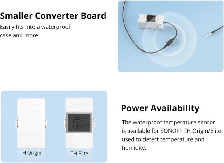 Actual product image Sonoff WTS01 Temperature sensor Waterproof RJ9 1.5m
