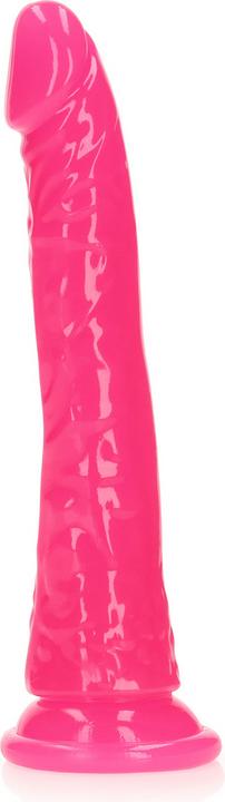 Image du produit RealRock Slim Dildo Suction Cup - GitD - 8" / 20 cm - Neon Pink