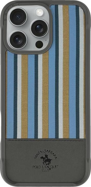 Produktbild Santa Barbara iPhone 16 Pro - Polo Isaac - Premium Sommer-Etui mit Stoffdesign, Streifenmuster, Grau (Apple iPhone 16 Pro)