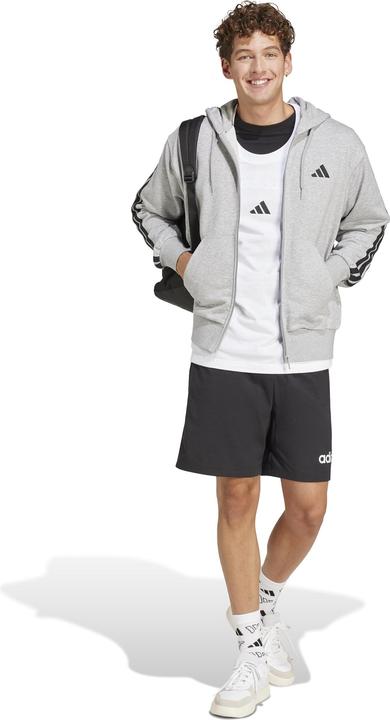 Immagine prodotto adidas Felpa con cappuccio Essential Three Stripes French Terry Fullzip da uomo, Grigio medio/Nero, XL (XL)