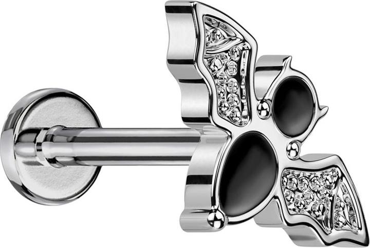 Star Piercing Micro Threadless Labret silber Fledermaus silber (Titan G23, ohne Messing)