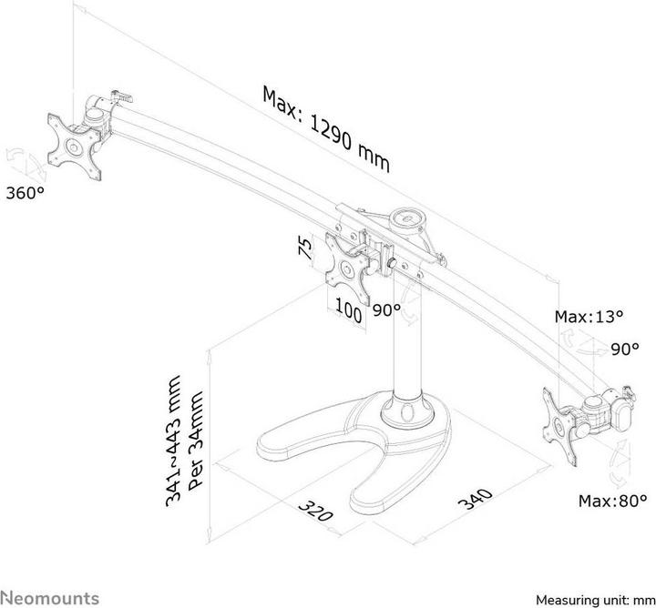 Actual product image Neomounts FPMA-D700DD3 Monitor Desk Stand (Table, 27")