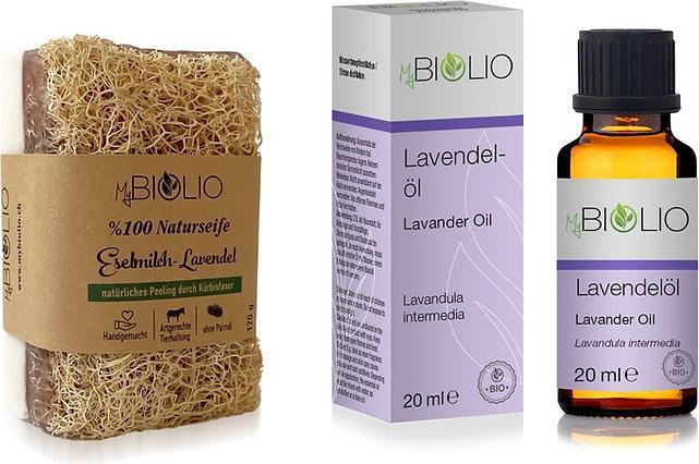 MyBiolio Lavendelöl & Naturseife Eselmilch-Lavendel mit Kürbisfaser