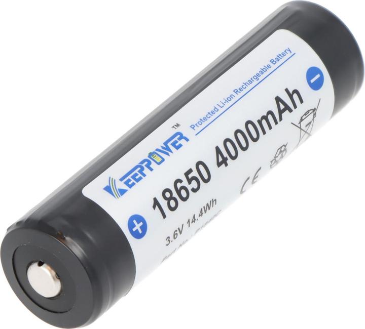 Produktbild Keeppower Akku 18650 4000mAh, 3,7V Li-Ion-Akku geschützt, Pluspol erhöht (18650, 4000 mAh)