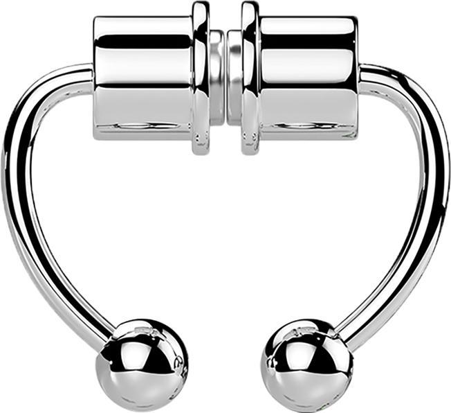 Star Piercing Fake Septum Magnet silber Circular Barbell mit zwei Kugeln (Chirurgenstahl 316L, 1.0 mm)