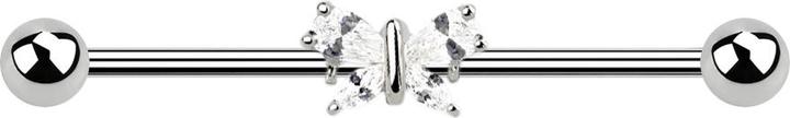 Produktbild Star Piercing Barbell silber mit Schmetterling (Messing, Chirurgenstahl 316L)