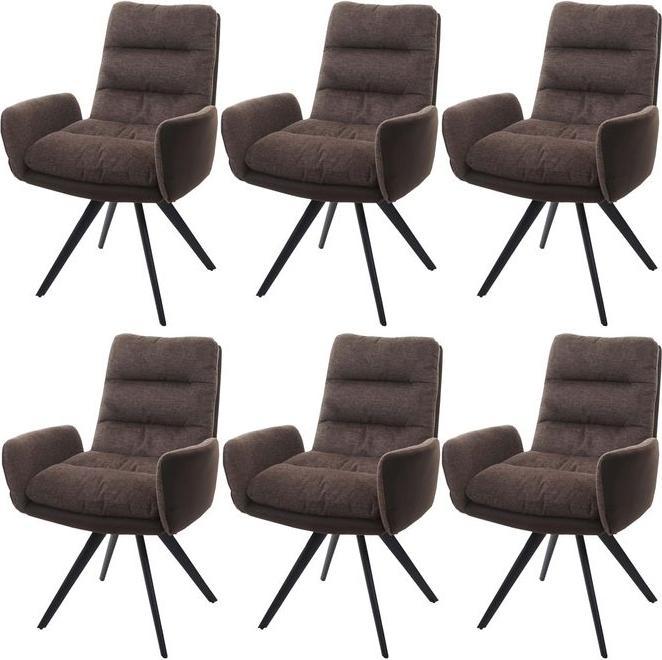 Produktbild Mendler 6er-Set Esszimmerstuhl HWC-G66, Küchenstuhl Stuhl, drehbar Auto-Position Stoff/Textil - braun-dunkel
