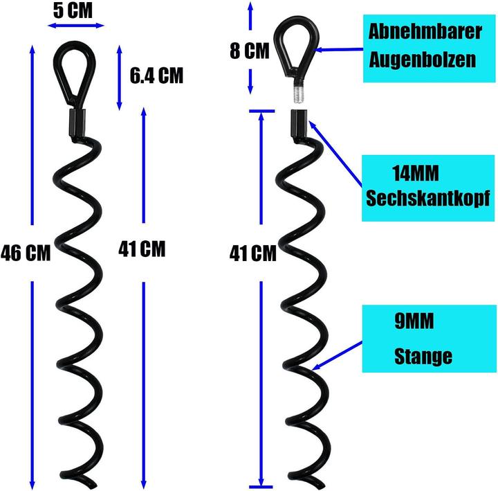 Immagine prodotto Jayzod 4-teiliges Spiral Erdanker-Kit für Zelte