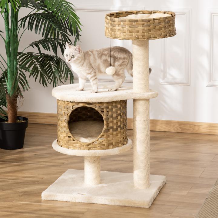 Image du produit PawHut Arbre à chat avec niche pour chat (95 cm, Multicolore)