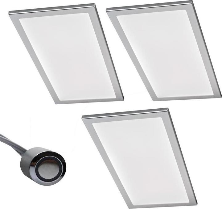 Rolux 3er-Set LED Leuchte BASSO 3x6W, Edelstahl-Optik, 3000K warmweiss