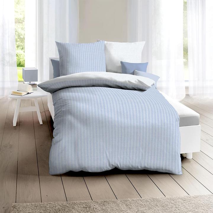Actual product image Traumschlaf Mako satin bed linen Eternity Combo light blue (Bedding set, 200 x 220 cm, 80 x 80 cm)