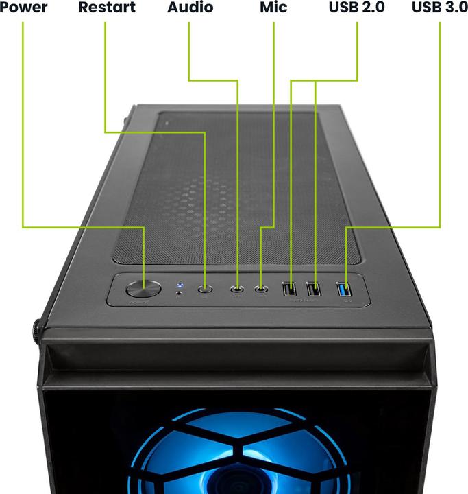 Image du produit Megaport PC de jeu complet Intel Core i5-10400F- GeForce GTX1650 - 24" Full-HD + clavier+souris - 16-FR (Intel Core i5-10400F, 16 Go, 500 Go)