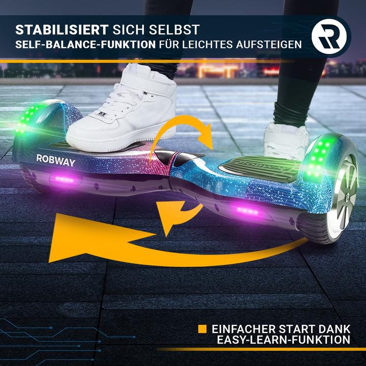 Produktbild Robway Hoverboard W1 E-Balance Board Scooter Elektro Roller Smart Self Balance (Dark Matter)
