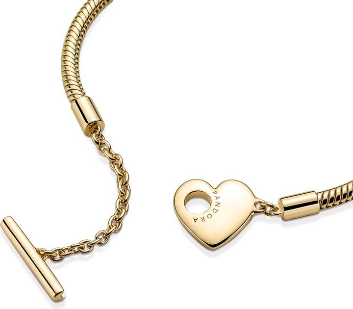 Immagine prodotto Pandora Bracciale in oro 14k Moments Heart T Clasp Snake Link (19 cm, Dorato, Argento 925)