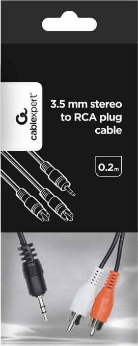 Immagine prodotto Cablexpert 0,2 m, 3,5 mm/2 x RCA, M/M - Cavo audio (3,5 mm/2 x RCA, M/M, 3,5 mm, 2 x RCA, m (0.20 m)