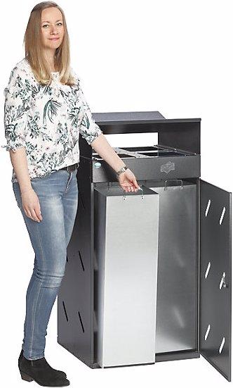 Image du produit VAR Poste de tri des déchets, quadruple ouverture de dépôt, capacité 200 l, argent (200 l)
