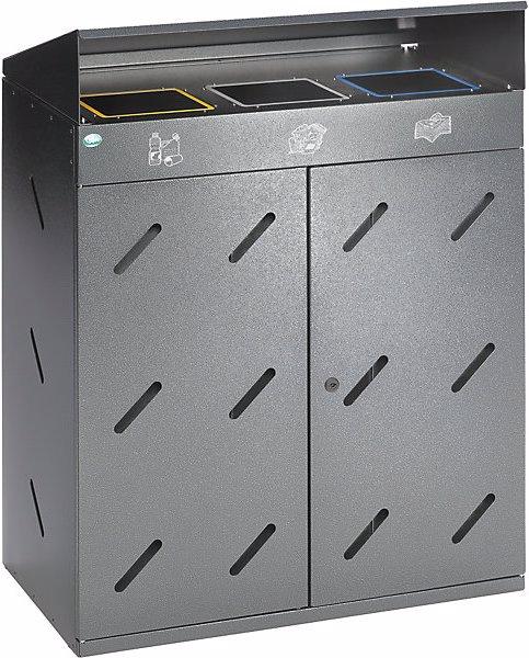 Produktbild VAR Wertstoffsammelstation, 3fach-Einwurf, Volumen 300 l, antiksilber (300 l)